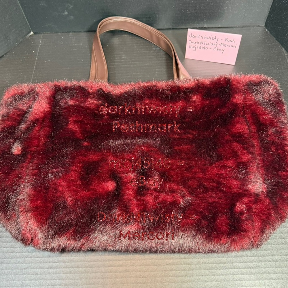 Pottery Barn Burgundy Faux Fur Tote